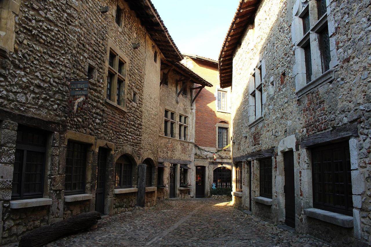 Rue pavée et maisons anciennes du village médiéval de Pérouges